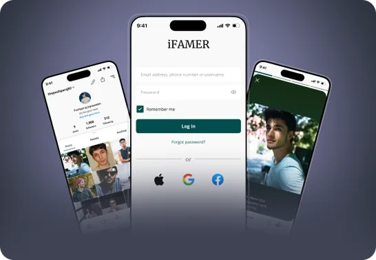 iFAMER online fashion show and model competition app screens